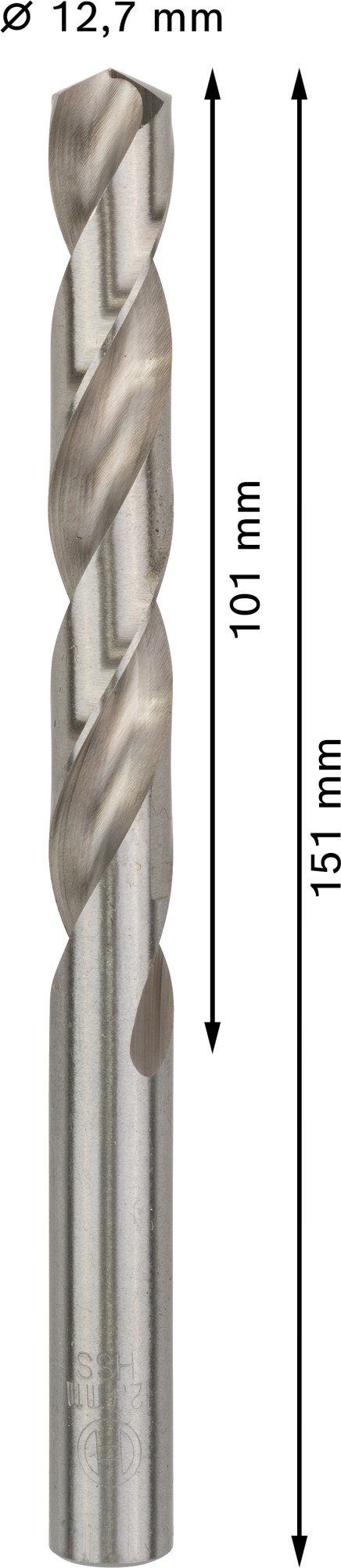 Broca helicoidal PRO Metal HSS-G, longitud estándar, 12,7 x 101 x 151 mm, 5 unidades