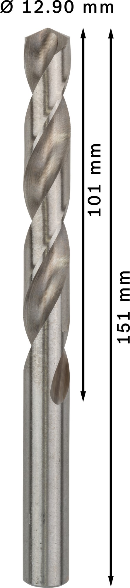 Broca helicoidal PRO Metal HSS-G, longitud estándar, 12,9 x 101 x 151 mm, 50 unidades