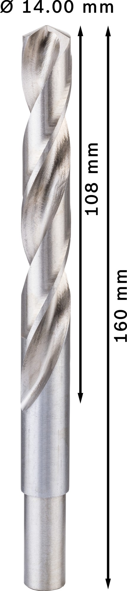 Broca helicoidal PRO Metal HSS-G, longitud estándar, 14 x 108 x 160 mm, 4 unidades