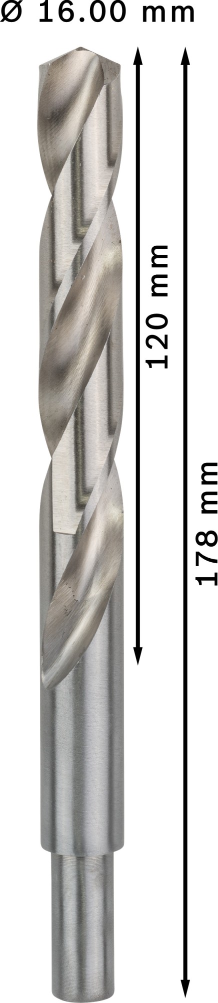 Broca helicoidal PRO Metal HSS-G, longitud estándar, 16 x 120 x 178 mm, 4 unidades