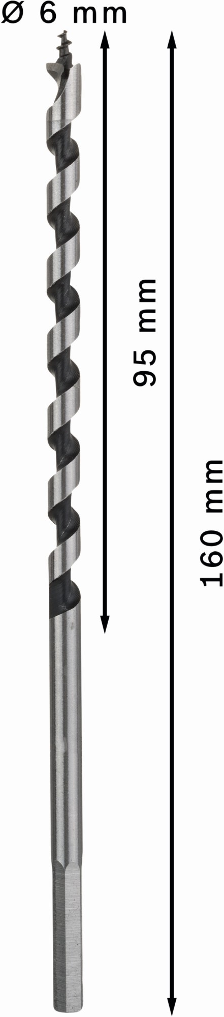 Broca salomónica PRO Wood, 6 x 95 x 160 mm