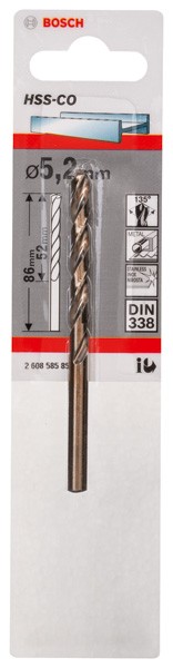 Brocas metálicas HSS-Co, DIN 338