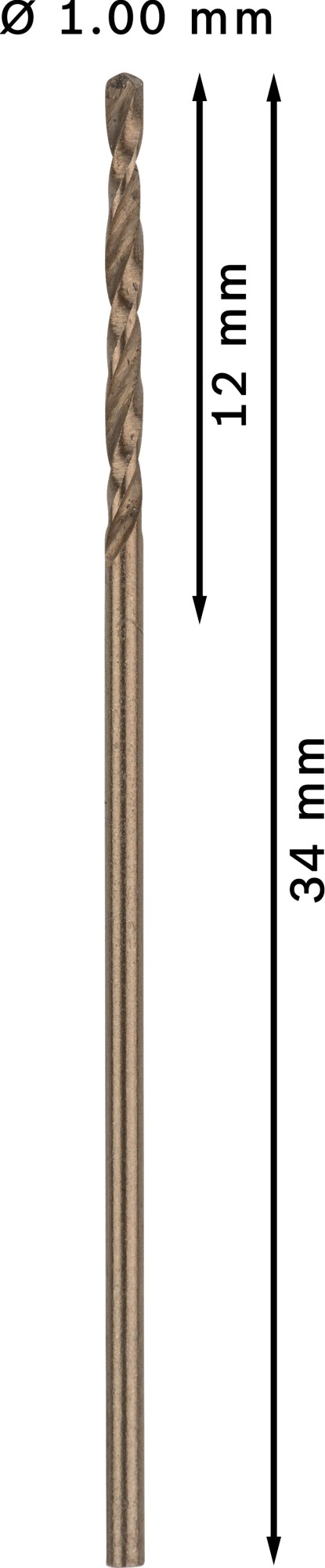 Broca helicoidal PRO Stainless Steel HSS-Co, 1 x 12 x 34 mm, 10 unidades