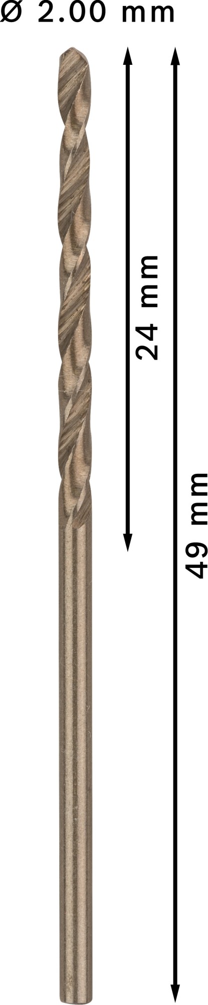 Broca helicoidal PRO Stainless Steel HSS-Co, 2 x 24 x 49 mm, 10 unidades
