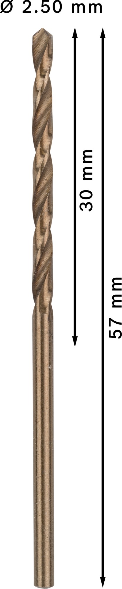 Broca helicoidal PRO Stainless Steel HSS-Co, 2 x 30 x 57 mm, 10 unidades