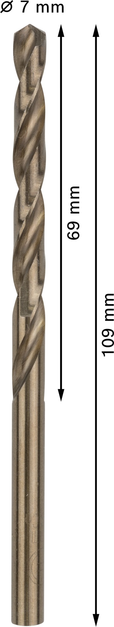 Broca helicoidal PRO Stainless Steel HSS-Co, 7 x 69 x 109 mm, 10 unidades