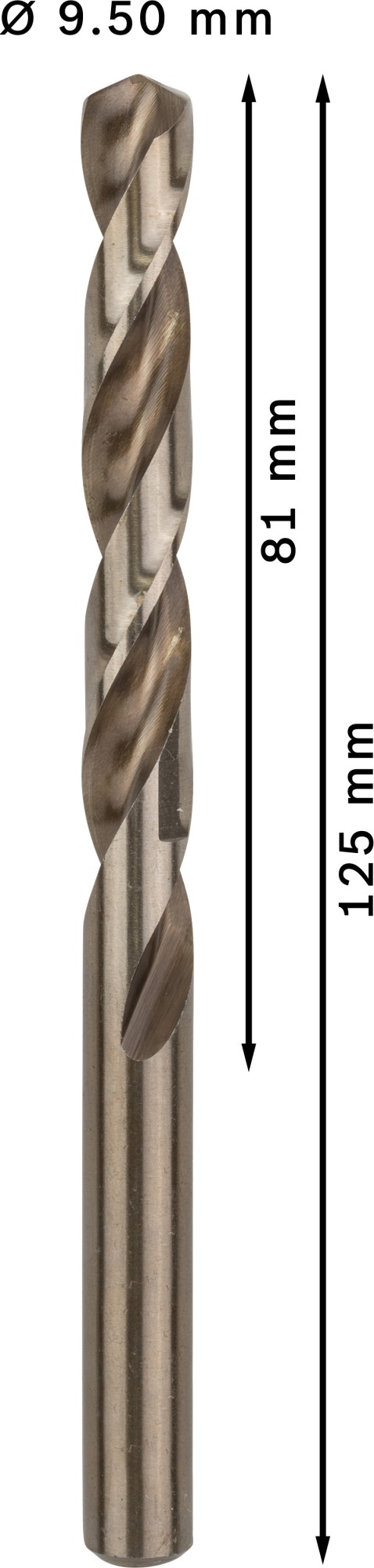 Broca helicoidal PRO Stainless Steel HSS-Co, 9,5 x 81 x 125 mm, 5 unidades