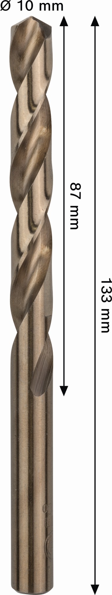 Broca helicoidal PRO Stainless Steel HSS-Co, 10 x 87 x 133 mm, 5 unidades