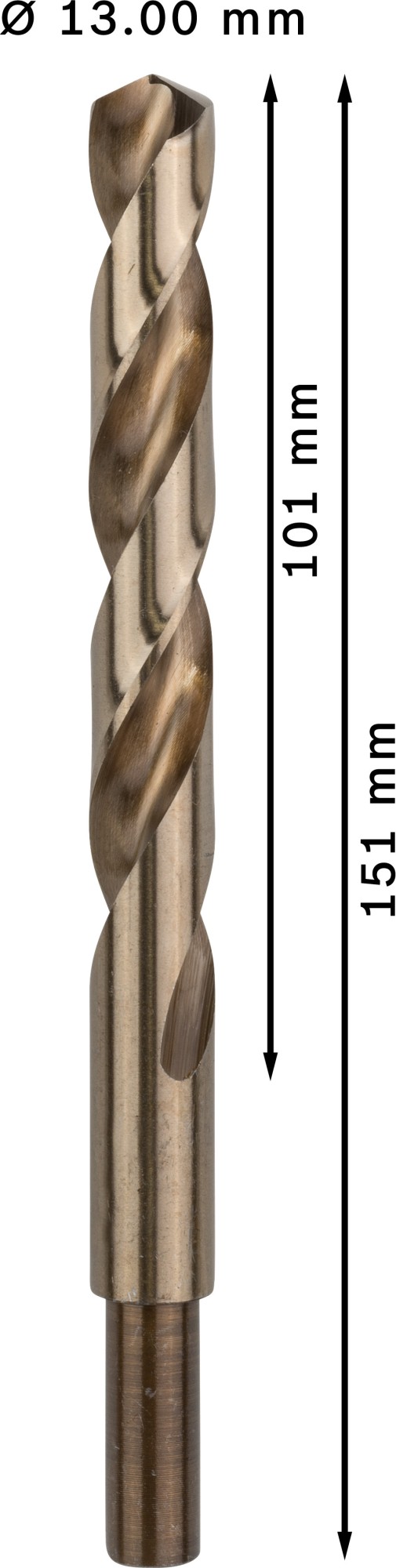 Broca helicoidal PRO Stainless Steel HSS-Co, 13 x 101 x 151 mm, 5 unidades