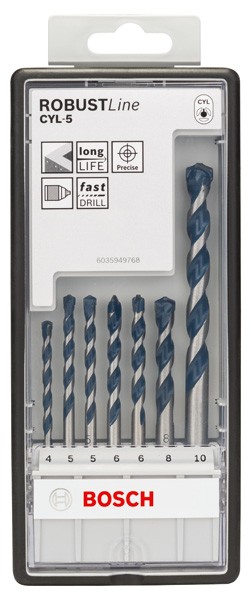 Set de brocas para hormigón Robust Line CYL-5, 7 unidades, de 4 - 10 mm