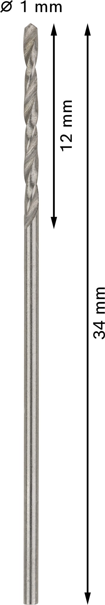 Broca helicoidal PRO Metal HSS-G, longitud estándar, 1 x 12 x 34 mm, 10 unidades