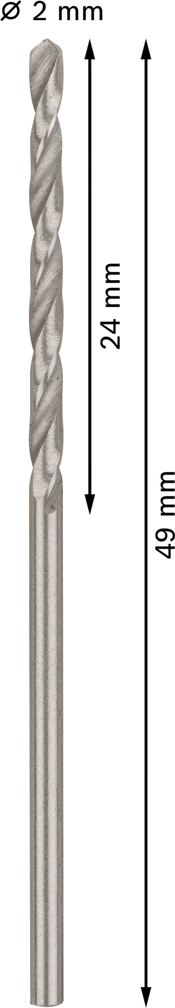 Broca helicoidal PRO Metal HSS-G, longitud estándar, 2 x 24 x 49 mm, 10 unidades