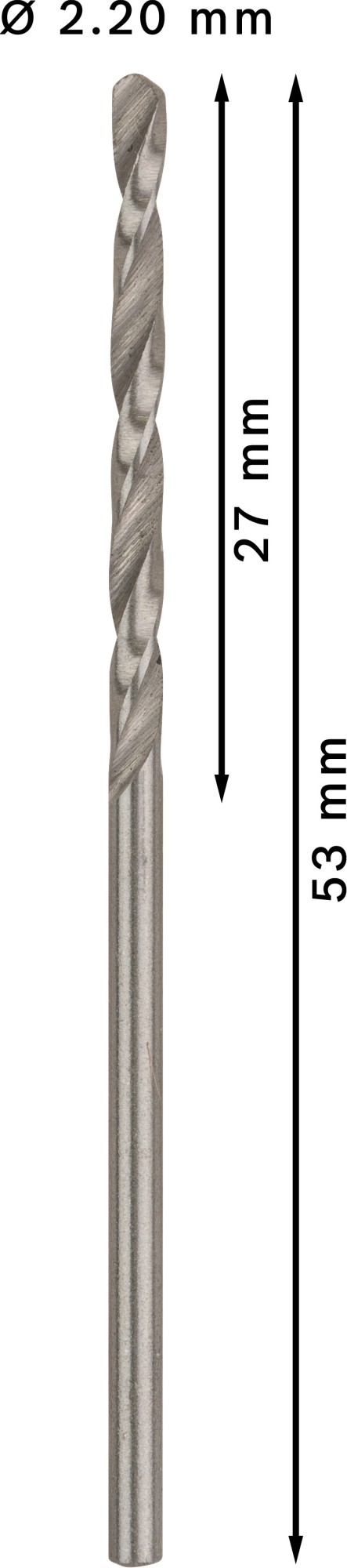 Broca helicoidal PRO Metal HSS-G, longitud estándar, 2,2 x 27 x 53 mm, 10 unidades