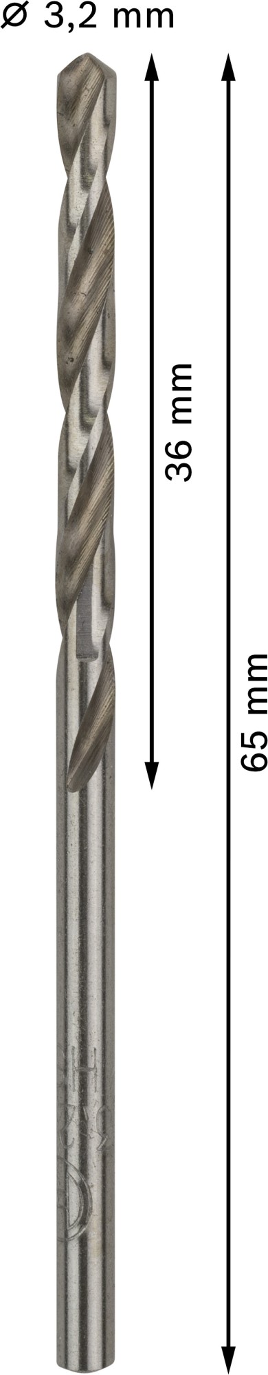 Broca helicoidal PRO Metal HSS-G, longitud estándar, 3,2 x 36 x 65 mm, 10 unidades