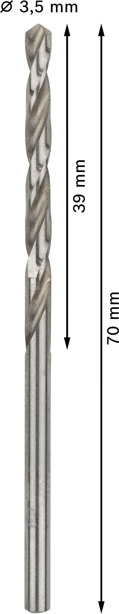 Broca helicoidal PRO Metal HSS-G, longitud estándar, 3,5 x 39 x 70 mm, 10 unidades