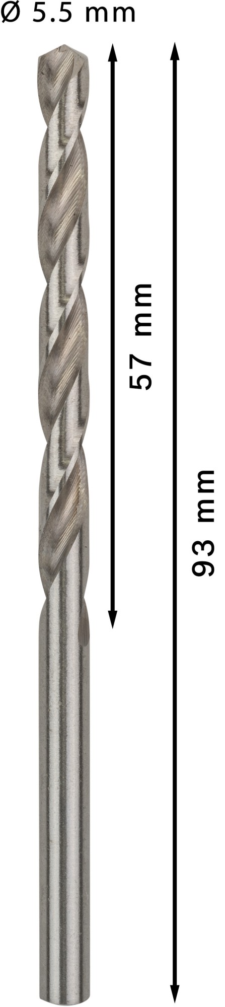 Broca helicoidal PRO Metal HSS-G, longitud estándar, 5,5 x 57 x 93 mm, 10 unidades