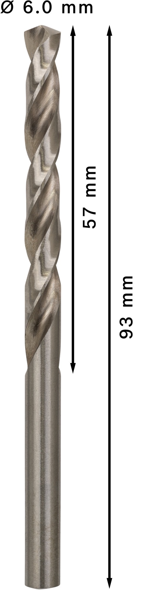 Broca helicoidal PRO Metal HSS-G, longitud estándar, 6 x 57 x 93 mm, 10 unidades