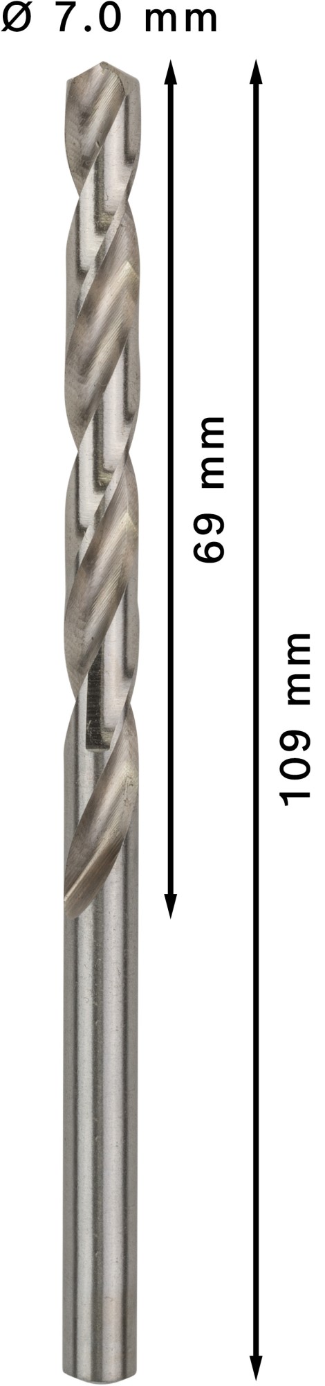 Broca helicoidal PRO Metal HSS-G, longitud estándar, 7 x 69 x 109 mm, 10 unidades