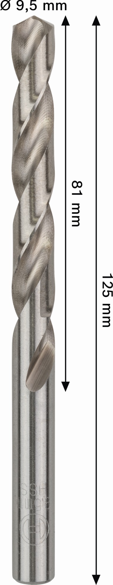 Broca helicoidal PRO Metal HSS-G, longitud estándar, 9,5 x 81 x 125 mm, 5 unidades