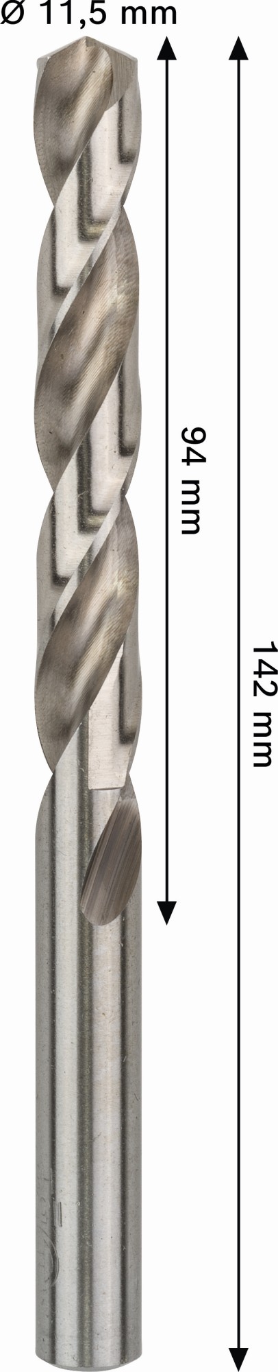 Broca helicoidal PRO Metal HSS-G, longitud estándar, 11,5 x 94 x 142 mm, 5 unidades