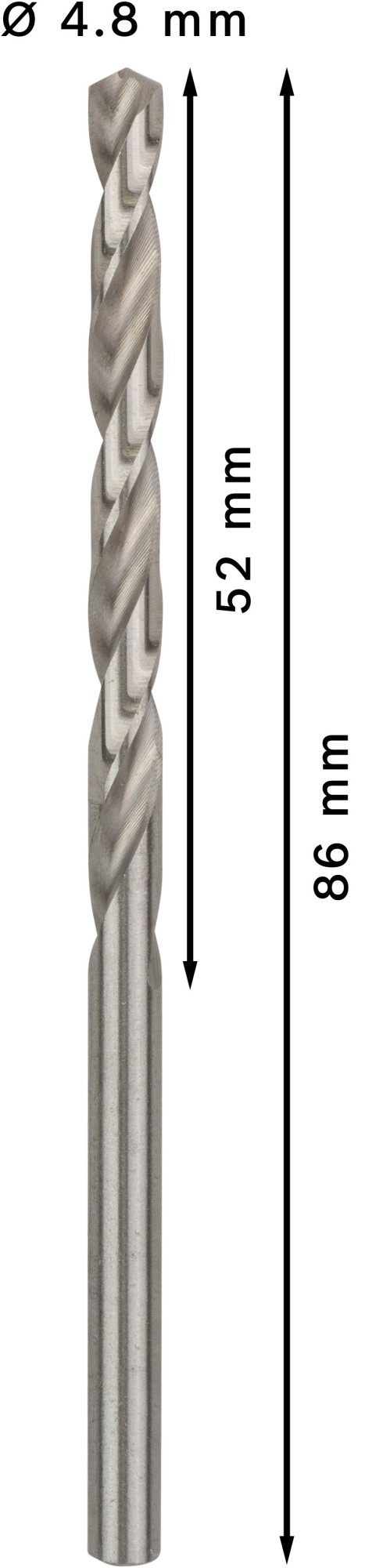 Broca helicoidal PRO Metal HSS-G, longitud estándar, 4,8 x 52 x 86 mm, 10 unidades