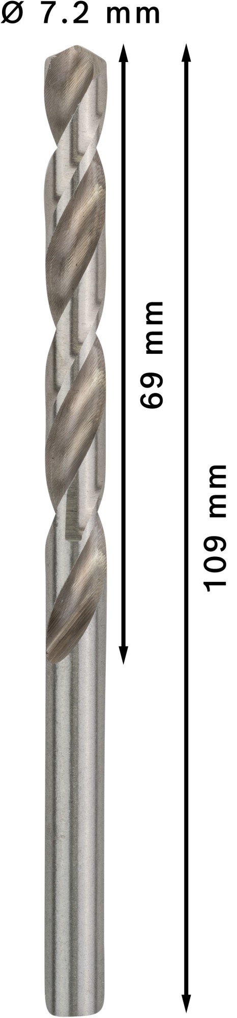 Broca helicoidal PRO Metal HSS-G, longitud estándar, 7,2 x 69 x 109 mm, 10 unidades