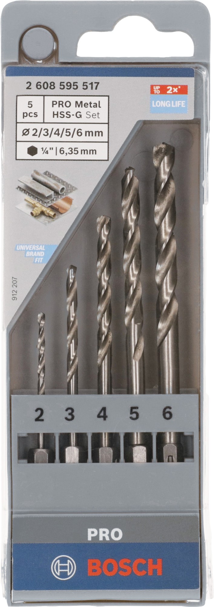 Set de brocas helicoidales PRO Metal HSS-G Hex, 5 uds.