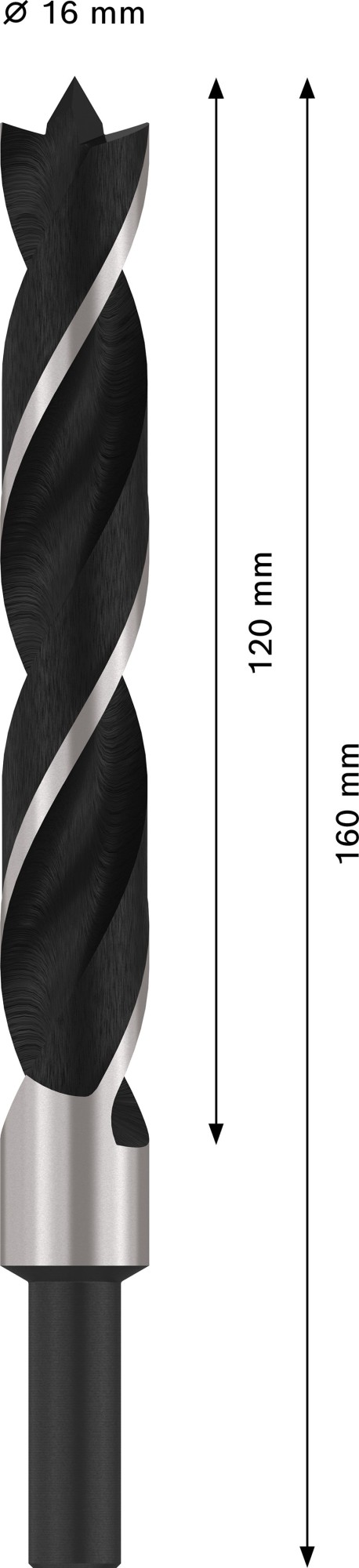 Broca para madera PRO Wood, 16 x 120 x 160 mm