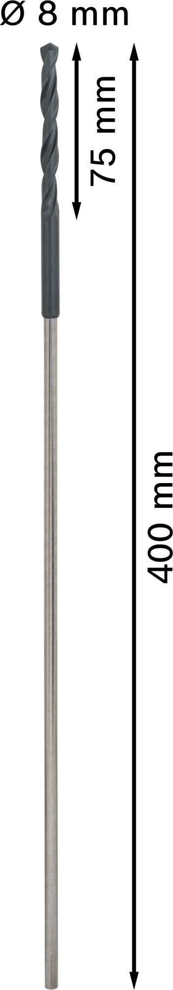 Broca de instalación PRO Wood HSS, 8 x 75 x 400 mm