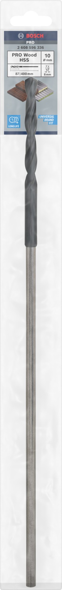 Broca de instalación PRO Wood HSS, 10 x 87 x 400 mm
