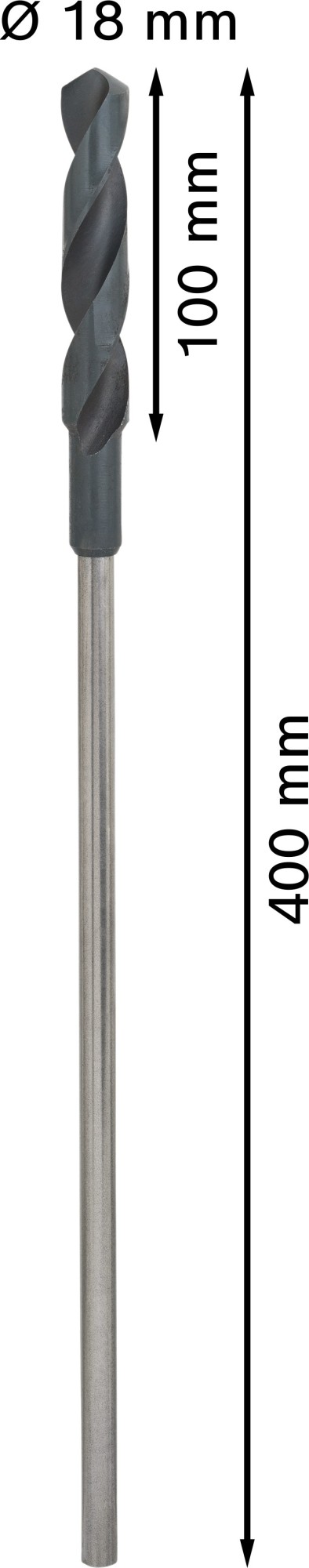 Broca de instalación PRO Wood HSS, 18 x 100 x 400 mm