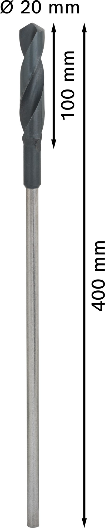 Broca de instalación PRO Wood HSS, 20 x 100 x 400 mm