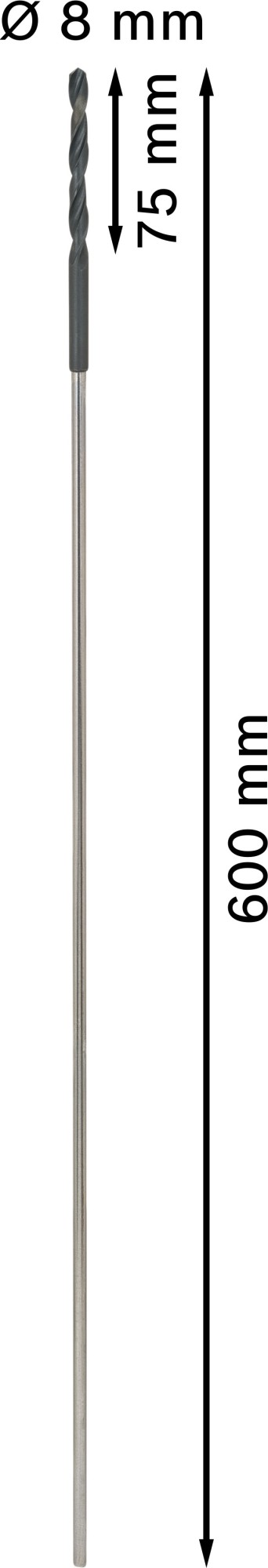 Broca de instalación PRO Wood HSS, 8 x 75 x 600 mm