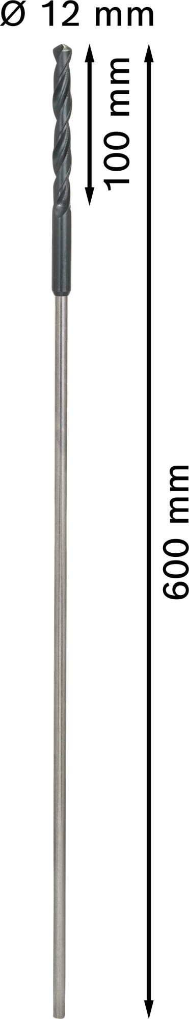 Broca de instalación PRO Wood HSS, 12 x 100 x 600 mm