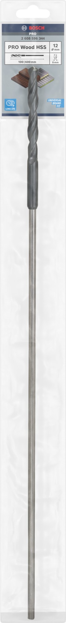 Broca de instalación PRO Wood HSS, 12 x 100 x 600 mm