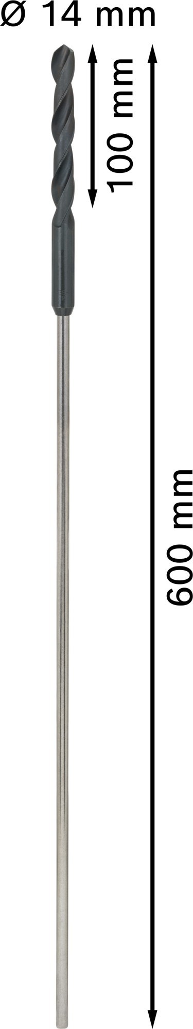 Broca de instalación PRO Wood HSS, 14 x 100 x 600 mm
