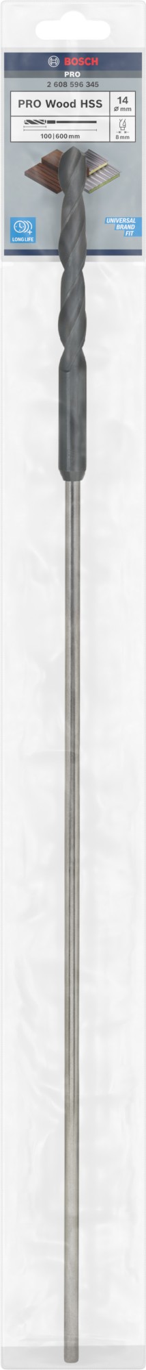 Broca de instalación PRO Wood HSS, 14 x 100 x 600 mm