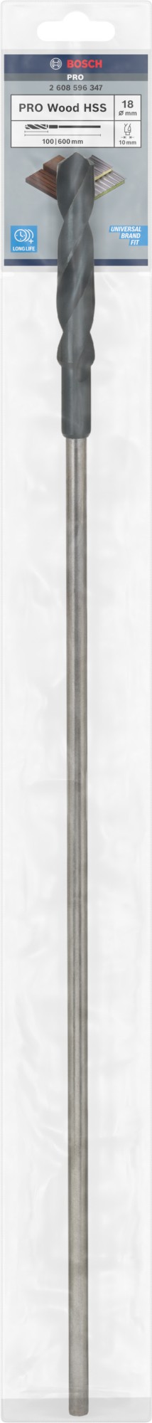 Broca de instalación PRO Wood HSS, 18 x 100 x 600 mm