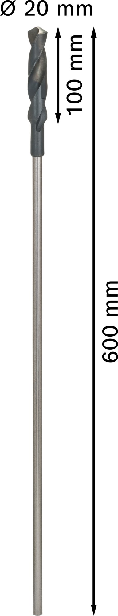 Broca de instalación PRO Wood HSS, 20 x 100 x 600 mm