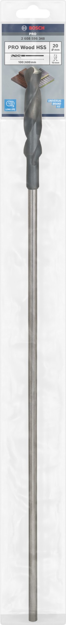 Broca de instalación PRO Wood HSS, 20 x 100 x 600 mm