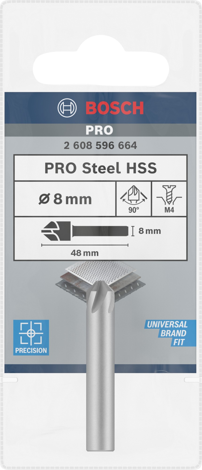 Broca avellanadora PRO Steel HSS, 8 x 48 mm, M4