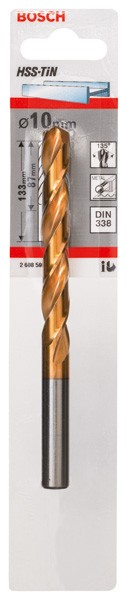 Brocas para metal HSS-TiN, DIN 338. 10 x 87 x 133 mm