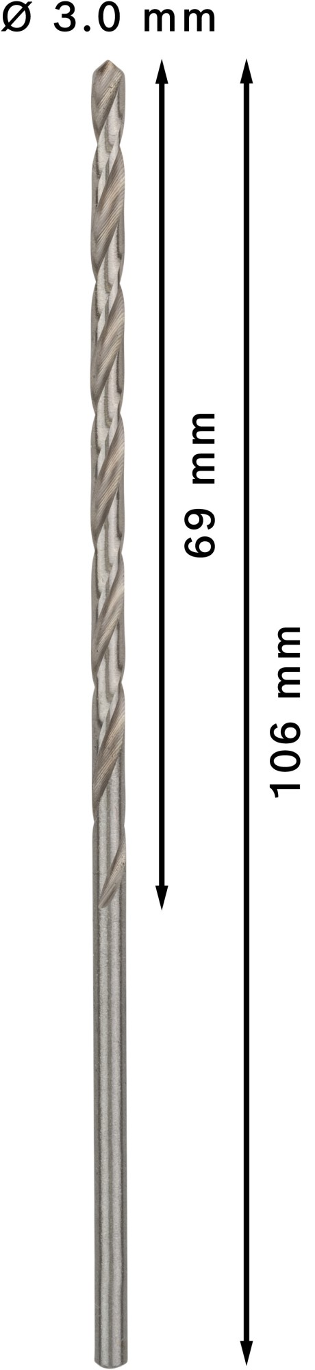 Broca helicoidal PRO Metal HSS-G larga, 3,2 x 69 x 106 mm, 5 unidades