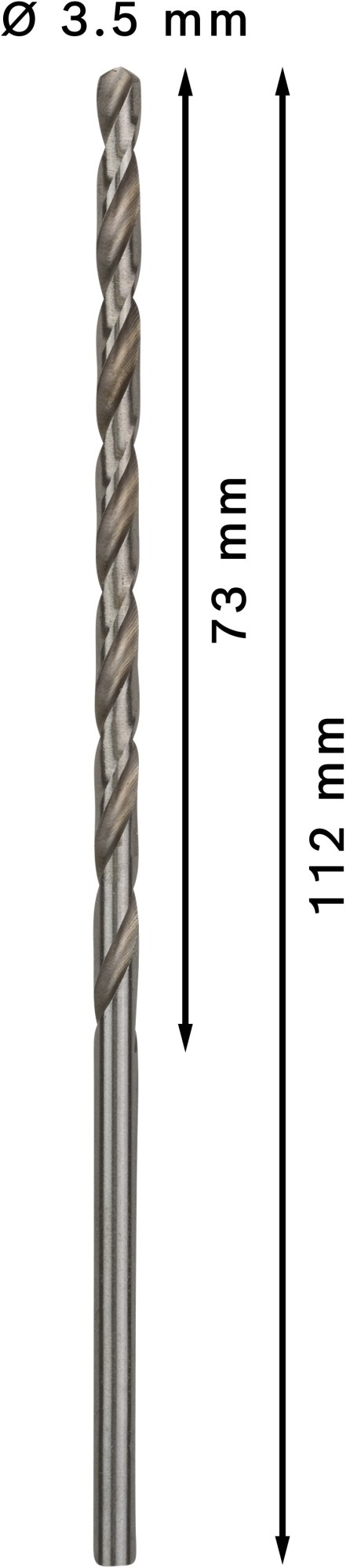 Broca helicoidal PRO Metal HSS-G larga, 3,5 x 73 x 112 mm, 5 unidades