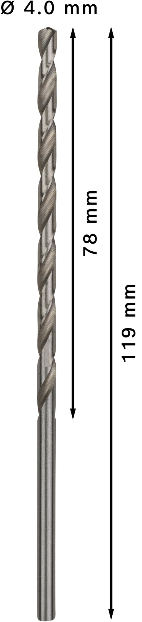 Broca helicoidal PRO Metal HSS-G larga, 4 x 78 x 119 mm, 5 unidades