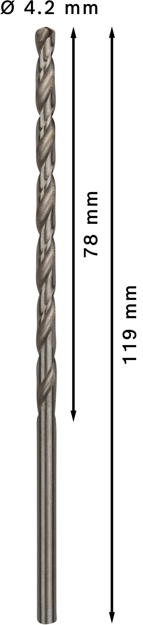 Broca helicoidal PRO Metal HSS-G larga, 4,2 x 78 x 119 mm, 5 unidades