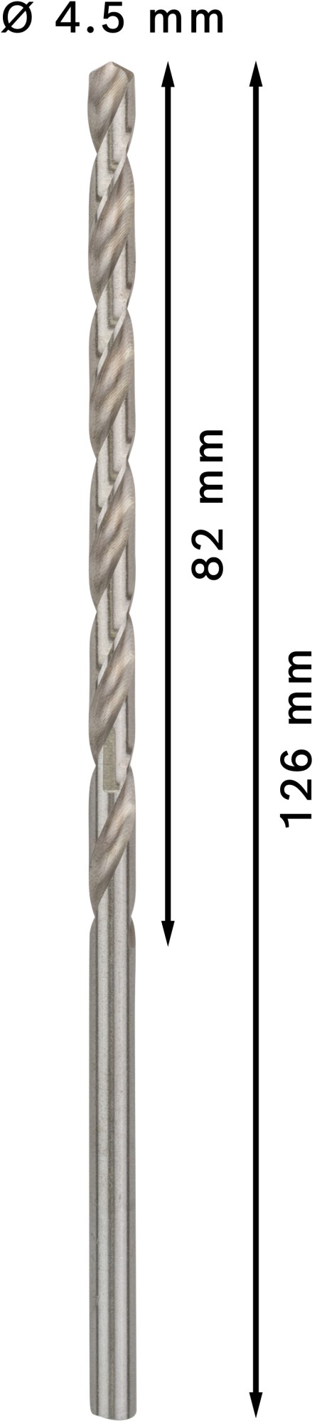 Broca helicoidal PRO Metal HSS-G larga, 4,5 x 82 x 126 mm, 5 unidades
