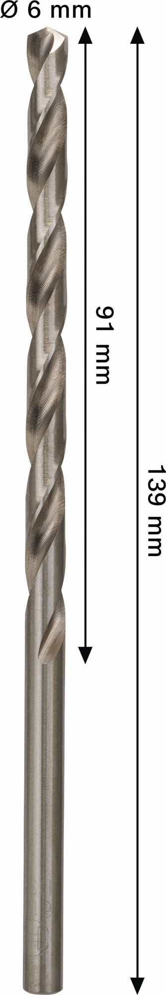 Broca helicoidal PRO Metal HSS-G larga, 6 x 91 x 139 mm, 5 unidades