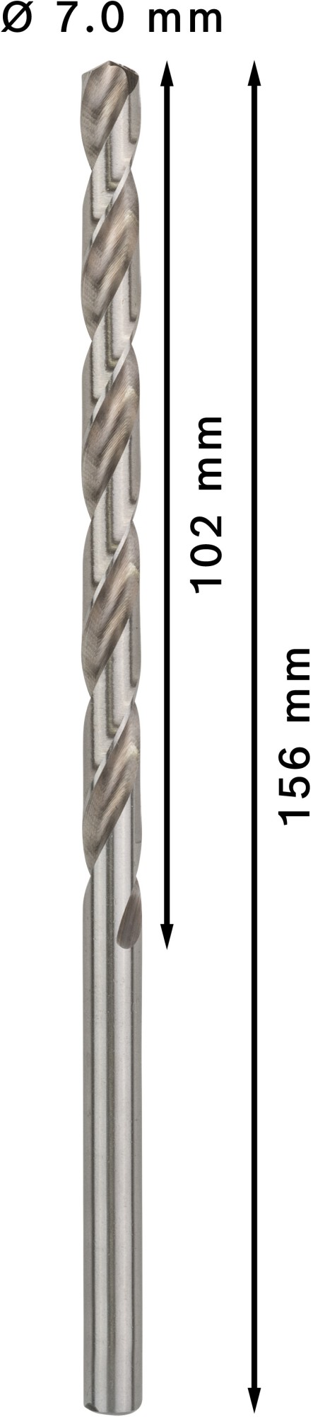 Broca helicoidal PRO Metal HSS-G larga, 7 x 102 x 156 mm, 5 unidades