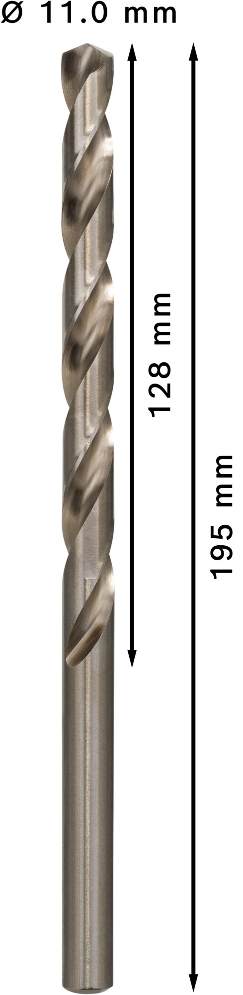 Broca helicoidal PRO Metal HSS-G larga, 11 x 128 x 195 mm, 5 unidades